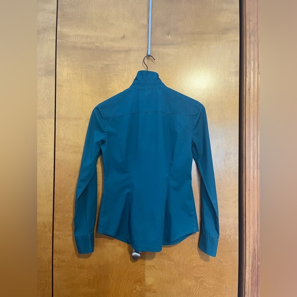 Moda International Women's Button Down Blouse Teal Color Size Small - Picture 2 of 12
